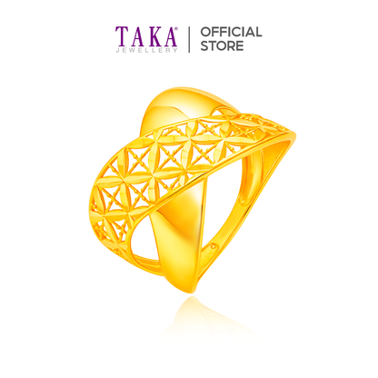 TAKA Jewellery 916 Gold Crosswave Bloom Ring