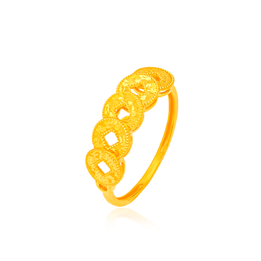 TAKA Jewellery 916 Gold Prosperity Coin Ring