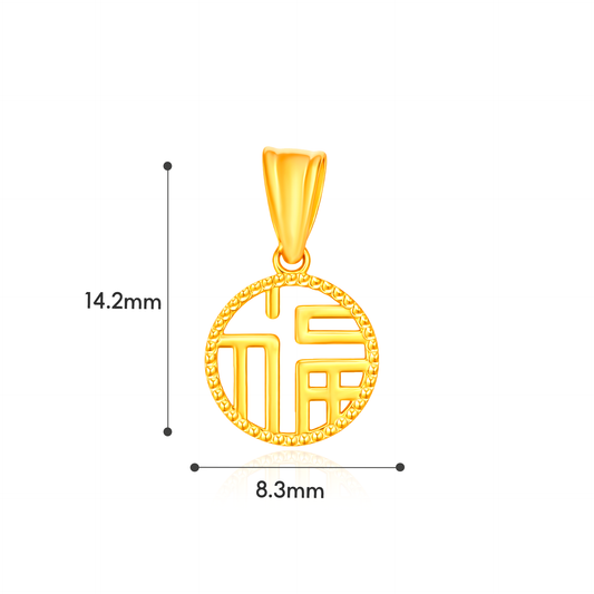 TAKA Jewellery 916 Gold Lucky Fu (福) Pendant