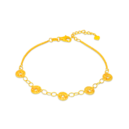 TAKA Jewellery 916 Gold Fortune Coins Link Bracelet