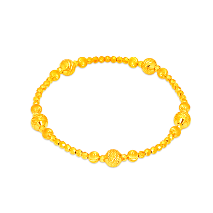 TAKA Jewellery 916 Gold Ball with Faceted Bead Bangle