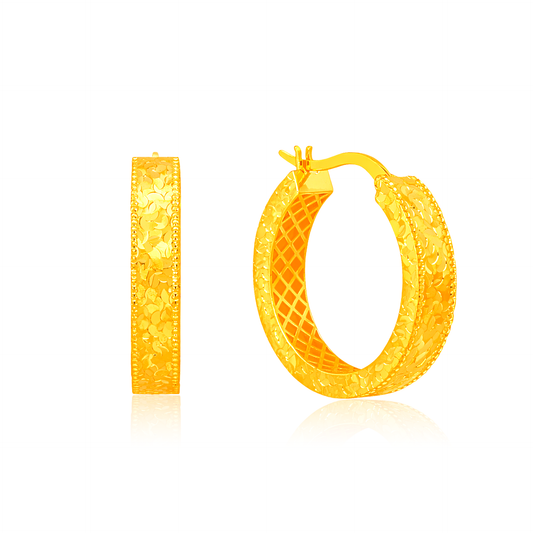 TAKA Jewellery 916 Gold Regal Radiance Hoops Earrings