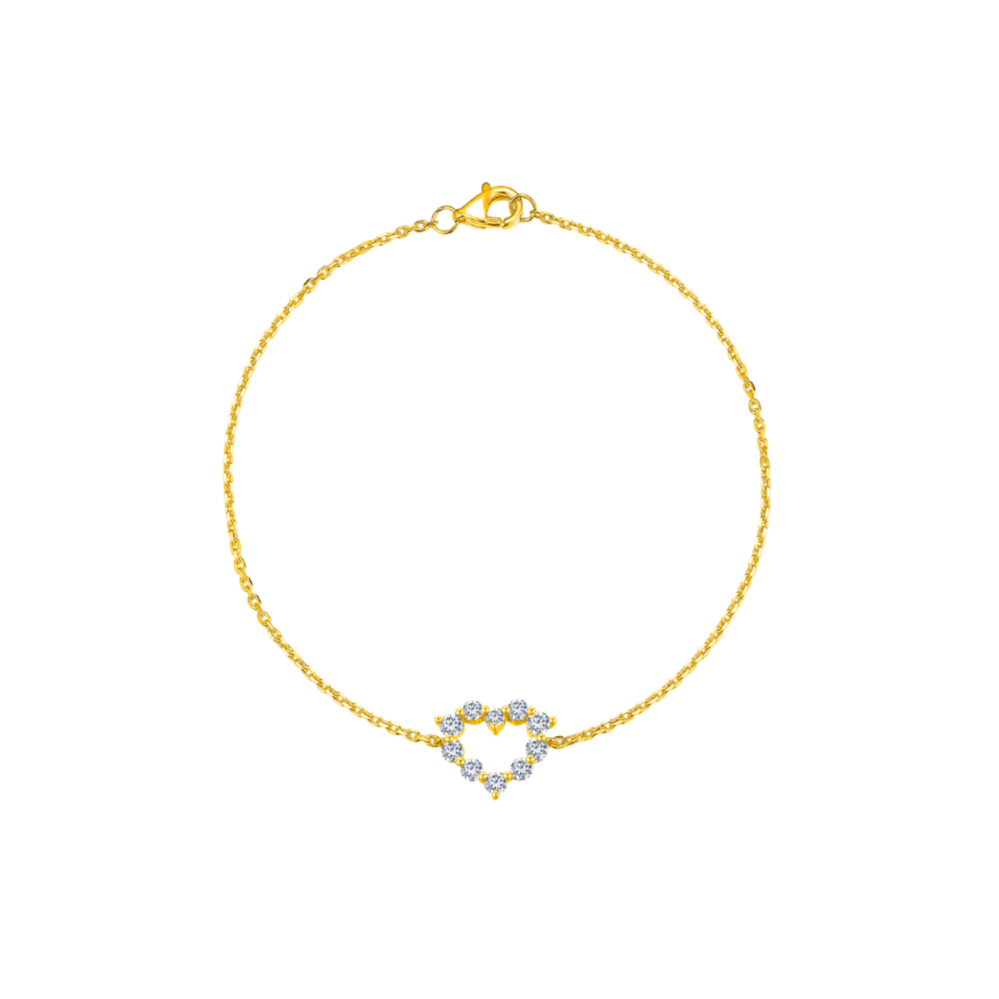 TAKA Jewellery Lab Grown Diamond Hollow Heart-shaped Bracelet 10K Gold