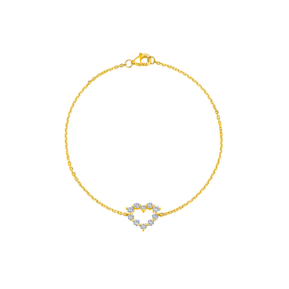 TAKA Jewellery Lab Grown Diamond Hollow Heart-shaped Bracelet 10K Gold