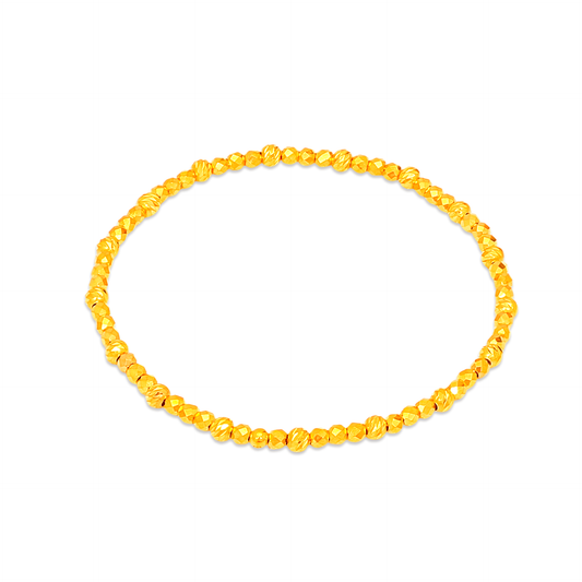 TAKA Jewellery Radiant Facet Bead Stretch Elastic 916 Gold Bracelet