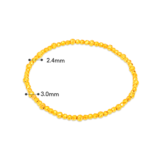 TAKA Jewellery Radiant Facet Bead Stretch Elastic 916 Gold Bracelet