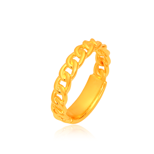 TAKA Jewellery Luxe ChainBand 916 Gold Ring - Lightweight Hollow
