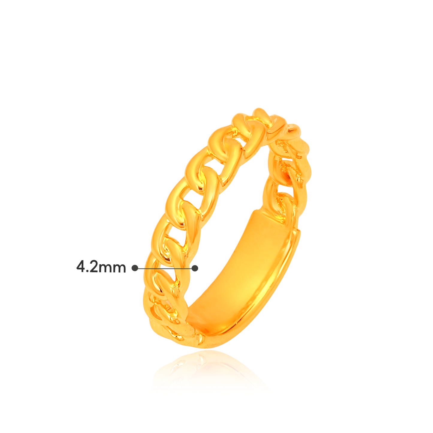 TAKA Jewellery Luxe ChainBand 916 Gold Ring - Lightweight Hollow