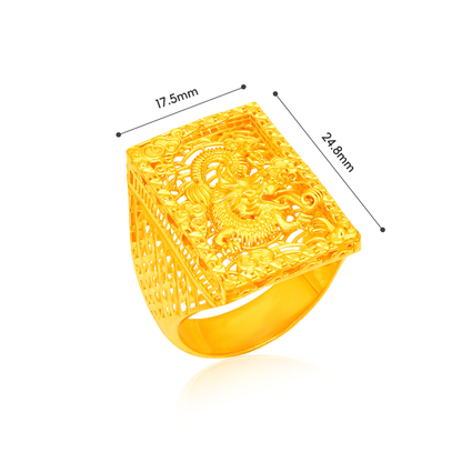 TAKA Jewellery Power &amp; Prosperity Dragon 916 Gold Ring