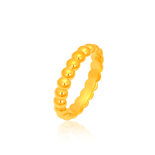 TAKA Jewellery Beaded Eternity Band 916 Gold Ring - Lightweight Hollow