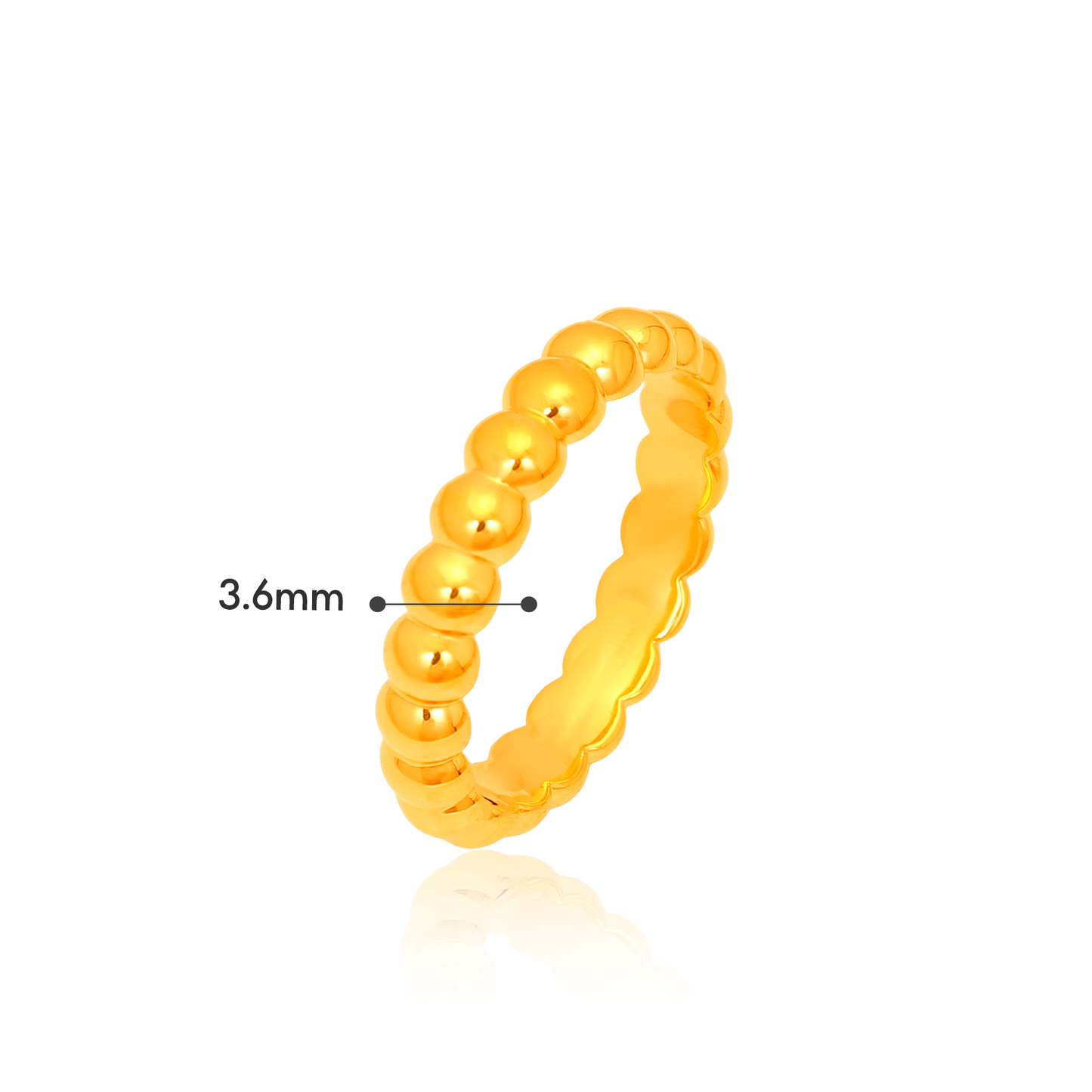 TAKA Jewellery Beaded Eternity Band 916 Gold Ring - Lightweight Hollow