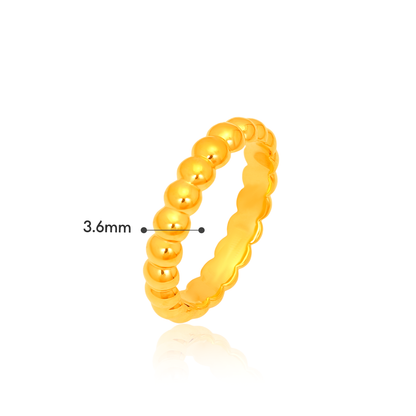 TAKA Jewellery Beaded Eternity Band 916 Gold Ring - Lightweight Hollow