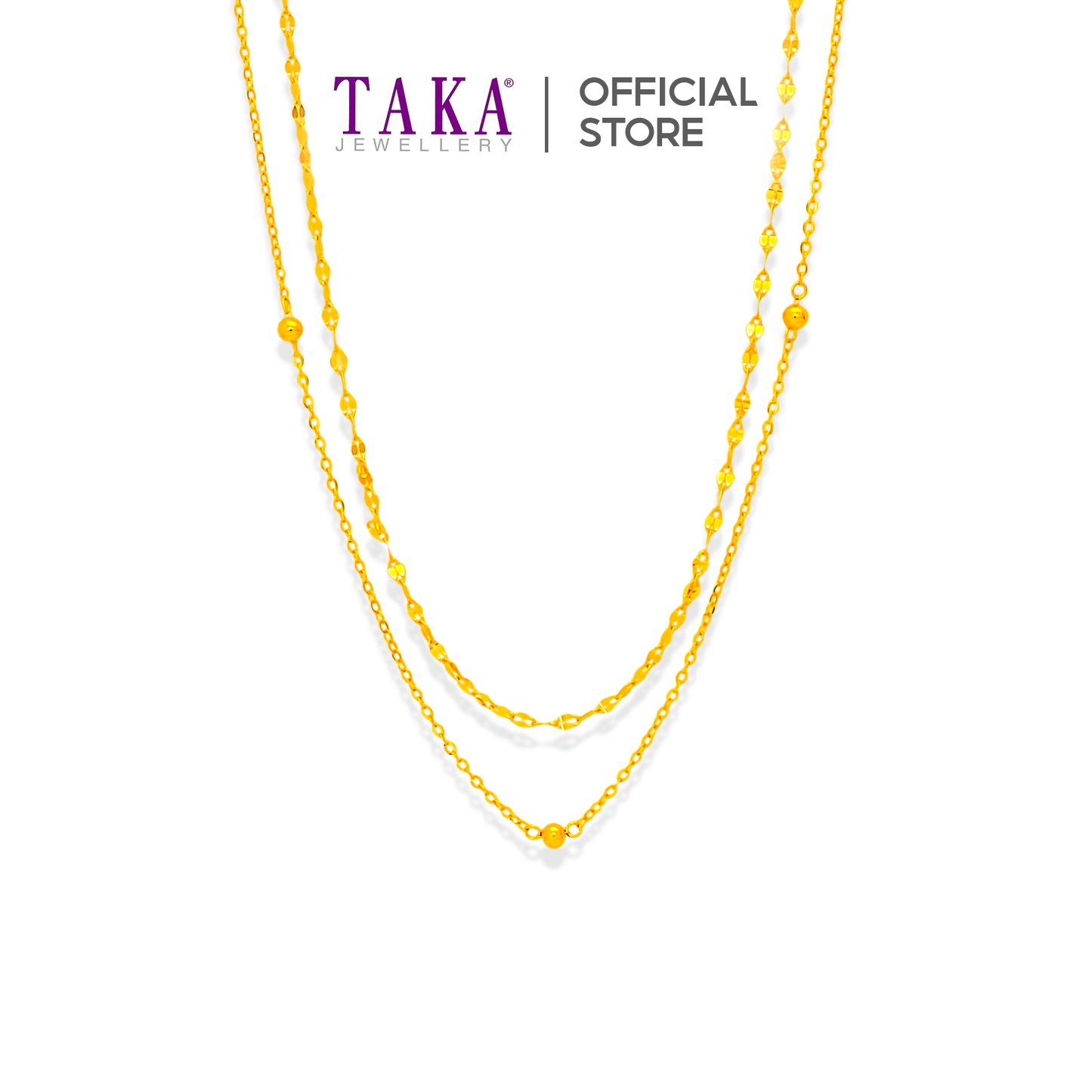 TAKA Jewellery 916 Gold Elegant Twin Layer Necklace