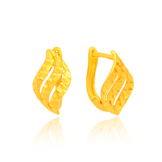 TAKA Jewellery 999 Pure Hoop Wave Pattern Earrings