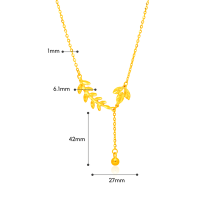 TAKA Jewellery 999 Pure Gold Leaf Drop Necklace
