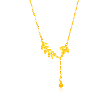 TAKA Jewellery 999 Pure Gold Leaf Drop Necklace