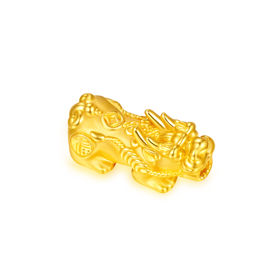 TAKA Jewellery 999 Pure Gold Imperial Wealth Pixiu with 10mm Beads Bracelet