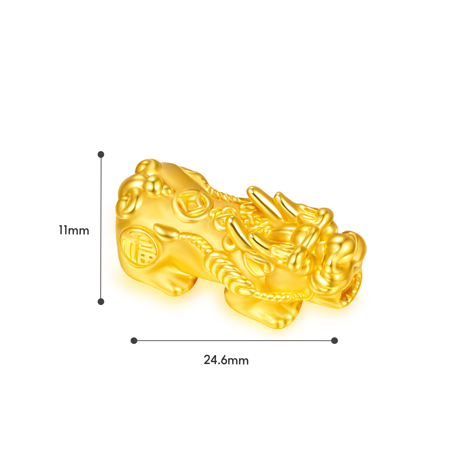 TAKA Jewellery 999 Pure Gold Imperial Wealth Pixiu with 10mm Beads Bracelet