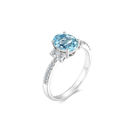 [Mother's Day] TAKA Jewellery 10K Gold Lab-Grown Diamond Oval Aquamarine Ring