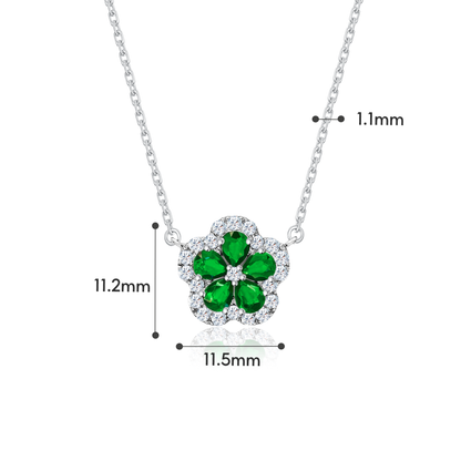 [Mother's Day] TAKA Jewellery 10K Lab-Grown Diamond Green Sapphire Flower Necklace