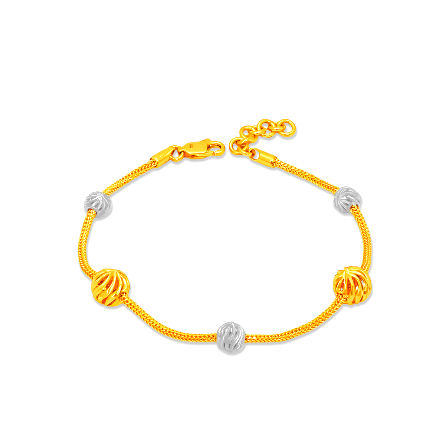 TAKA Jewellery 2‑Tone Fancy Bead 916 Gold Bracelet