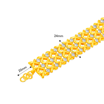 TAKA Jewellery 2-Tone 3-Rows Fancy Link 916 Gold Bracelet