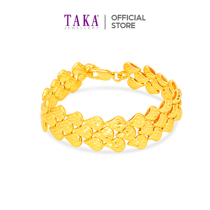 TAKA Jewellery 3-Rows Diamond‑Cut 916 Gold Bracelet