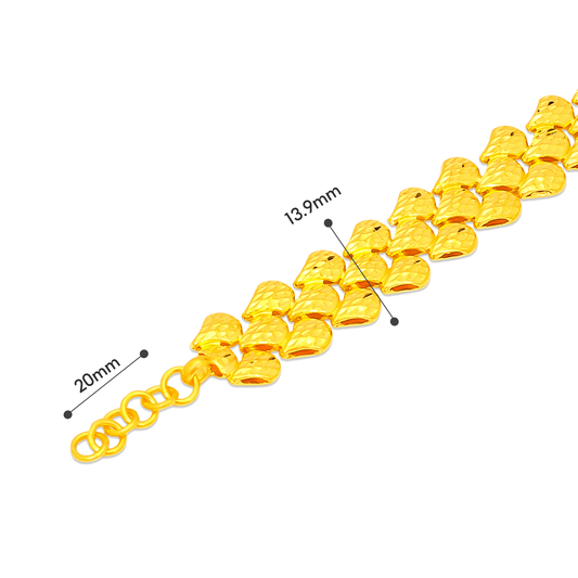 TAKA Jewellery 3-Rows Diamond‑Cut 916 Gold Bracelet