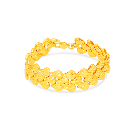 TAKA Jewellery 3-Rows Diamond‑Cut 916 Gold Bracelet