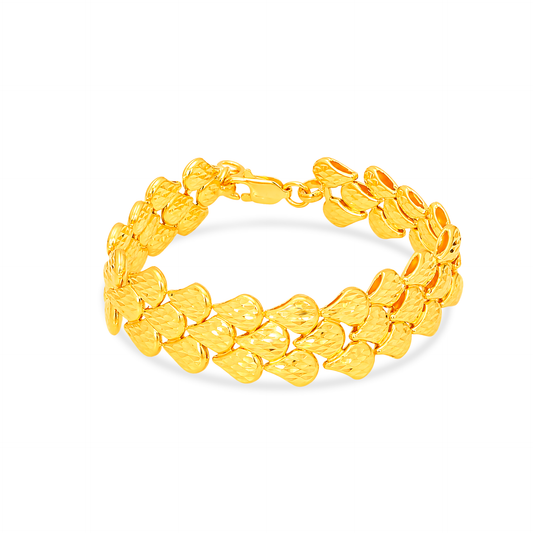 TAKA Jewellery 3-Rows Diamond‑Cut 916 Gold Bracelet