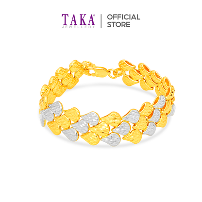 TAKA Jewellery 2-Tone 3-Rows Diamond‑Cut 916 Gold Bracelet