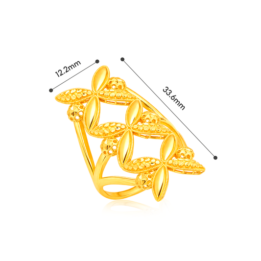 TAKA Jewellery Triple Blossom 916 Gold Ring
