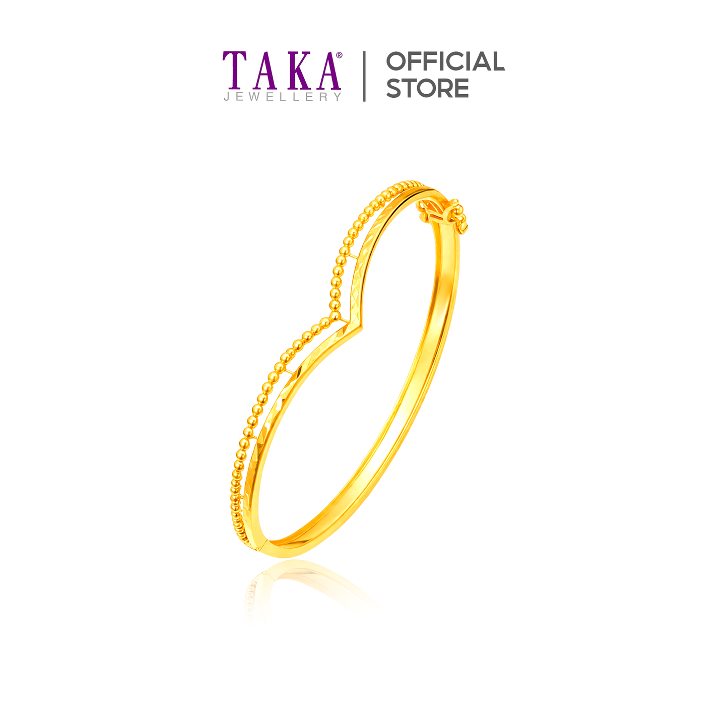 TAKA Jewellery Heart Curve 916 Gold Bangle