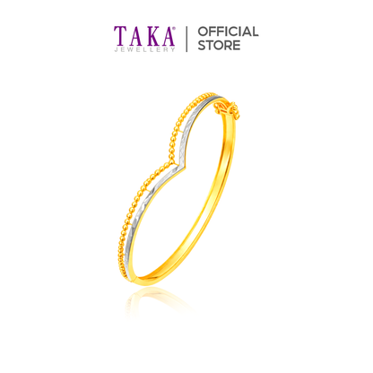 TAKA Jewellery 2-Tone Heart Curve 916 Gold Bangle