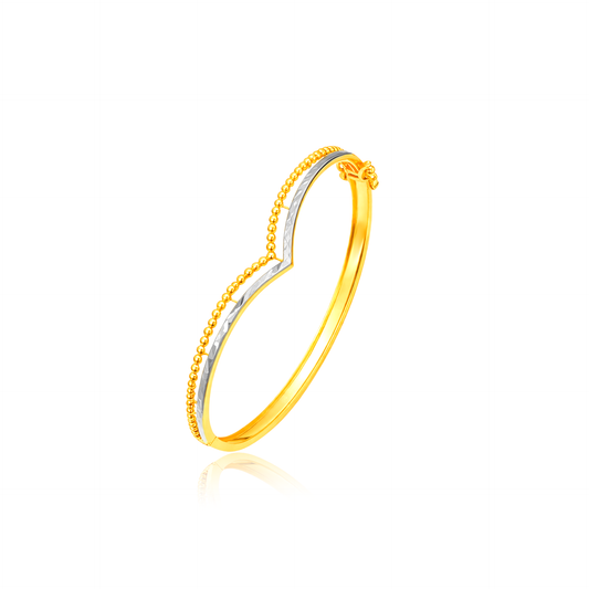 TAKA Jewellery 2-Tone Heart Curve 916 Gold Bangle
