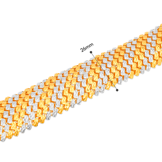 TAKA Jewellery 2-Tone Diamond‑Cut Woven 916 Gold Bracelet