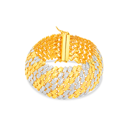 TAKA Jewellery 2-Tone Diamond‑Cut Woven 916 Gold Bracelet