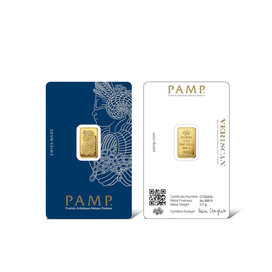 2.5 Grams 999.9 PAMP Suisse Gold Bar