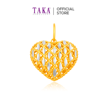 TAKA Jewellery 2-Tone Heart Filigree 916 Gold Pendant