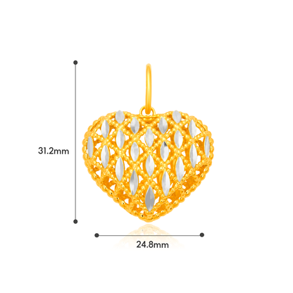 TAKA Jewellery 2-Tone Heart Filigree 916 Gold Pendant