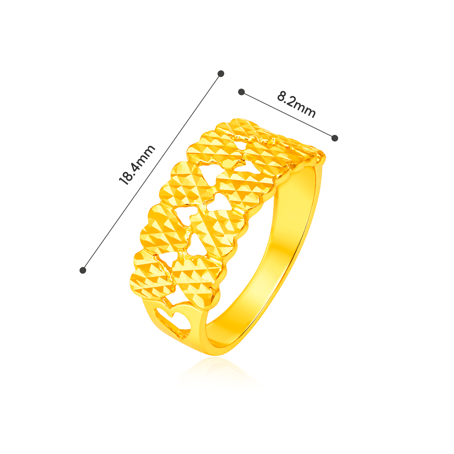 TAKA Jewellery 916 Gold Heart Motif Ring