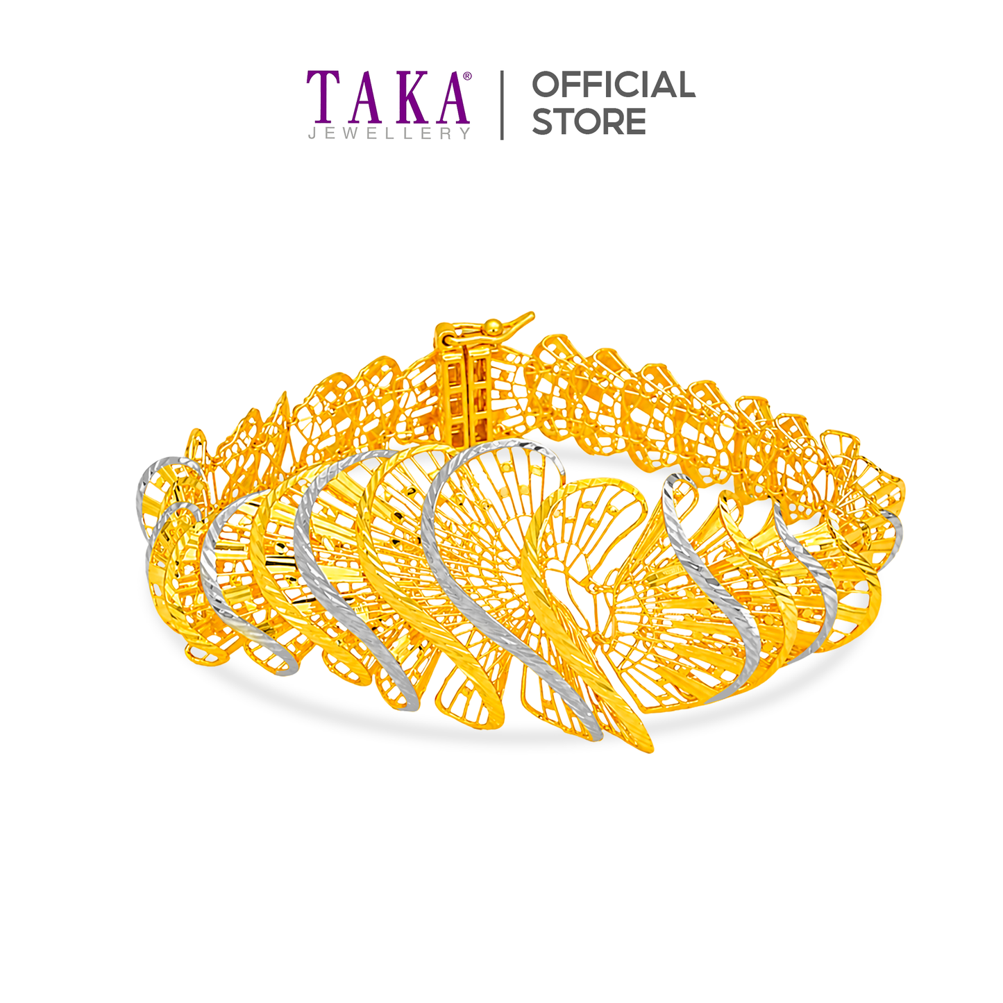 TAKA Jewellery Spiral Lattice 916 Gold Bracelet