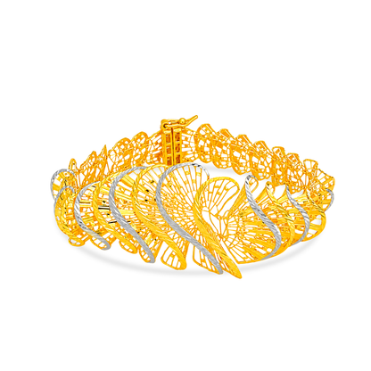 TAKA Jewellery Spiral Lattice 916 Gold Bracelet