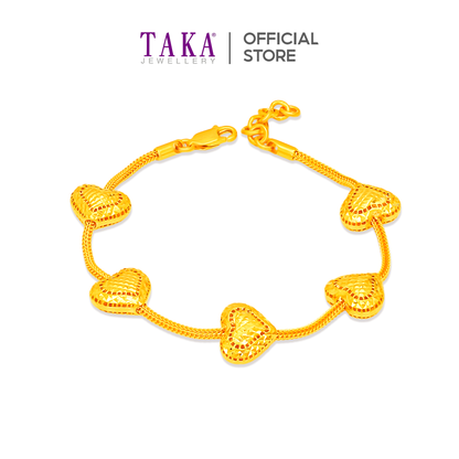 TAKA Jewellery Luxe Heart Bead 916 Gold Bracelet