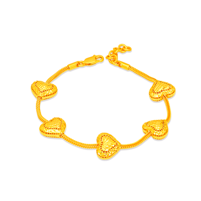 TAKA Jewellery Luxe Heart Bead 916 Gold Bracelet