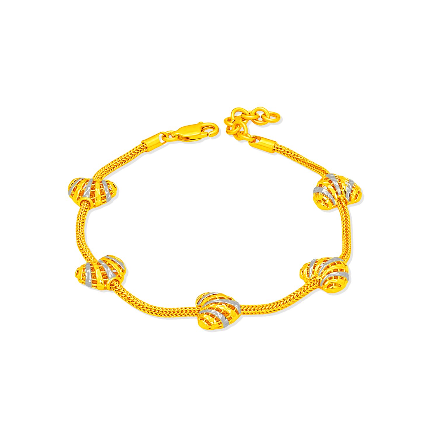 TAKA Jewellery 2-Tone Heart Glow 916 Gold Bracelet