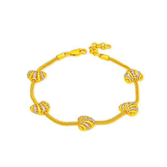 TAKA Jewellery 2-Tone Heart Glow 916 Gold Bracelet