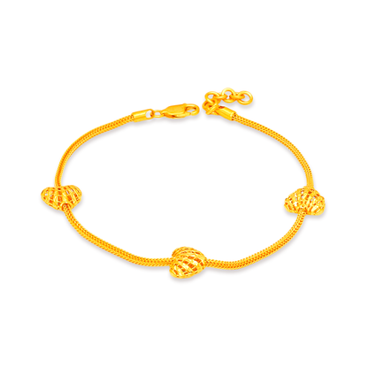 TAKA Jewellery Triple Heart Glow 916 Gold Bracelet