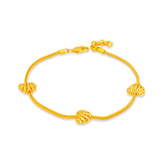 TAKA Jewellery Triple Heart Glow 916 Gold Bracelet
