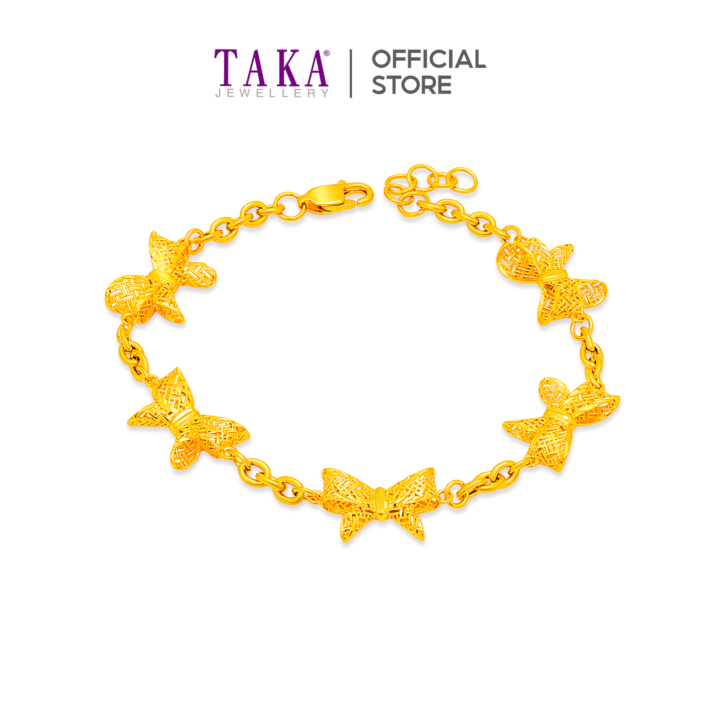 TAKA Jewellery Ribbon Bow 916 Gold Bracelet